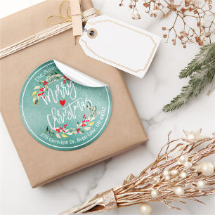 Merry Christmas & Happy New Year Holidays Address Classic Round Sticker