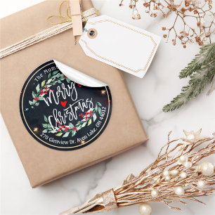 Merry Christmas & Happy New Year Holidays Address Classic Round Sticker