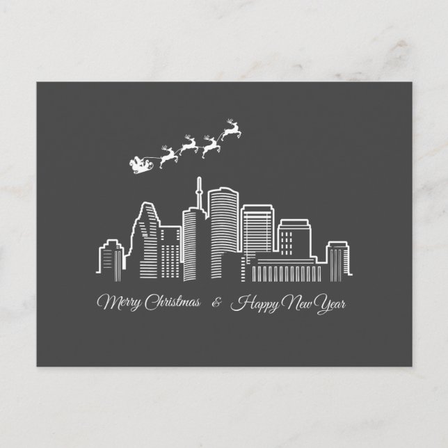 Merry Christmas Happy New Year Houston Texas Postcard (Front)