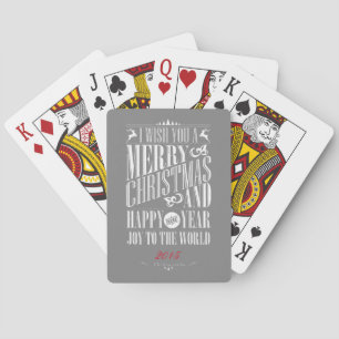 Merry Christmas, Happy New Year, Joy to the World Playing Cards