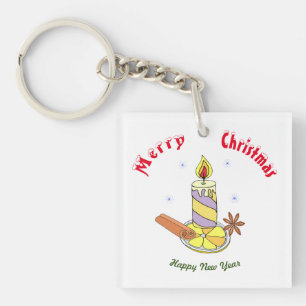 Merry christmas Happy New Year Key Ring