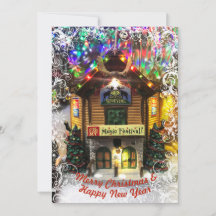Merry Christmas & Happy New Year Lemax House Card