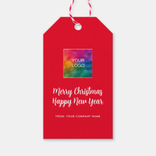 Merry Christmas Happy New Year Logo Handwritten Gift Tags