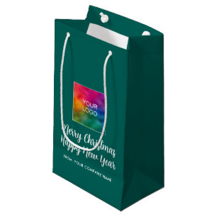 Merry Christmas Happy New Year Logo Script Trendy Small Gift Bag