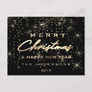 Merry Christmas Happy New Year Lux Gold Joy Postcard