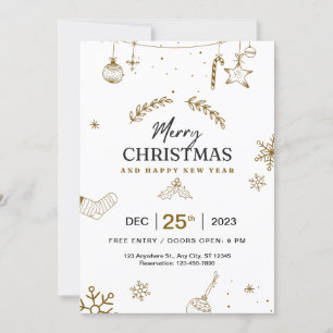 Merry Christmas & Happy New Year Modern Invitation