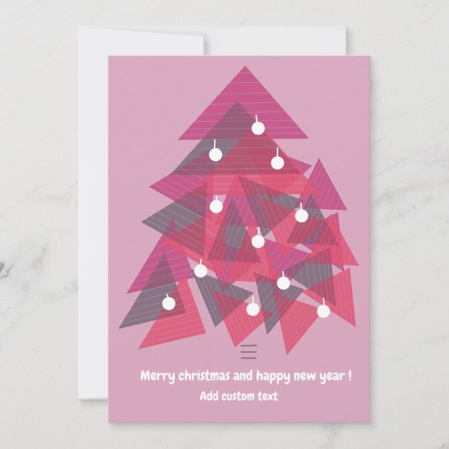 Merry christmas happy new year modern pink invitation (Front)