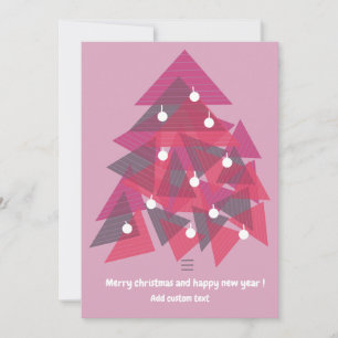 Merry christmas happy new year modern pink invitation
