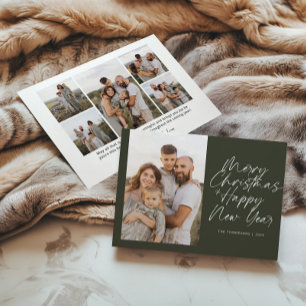 Merry Christmas & Happy New Year Modern Script Holiday Card