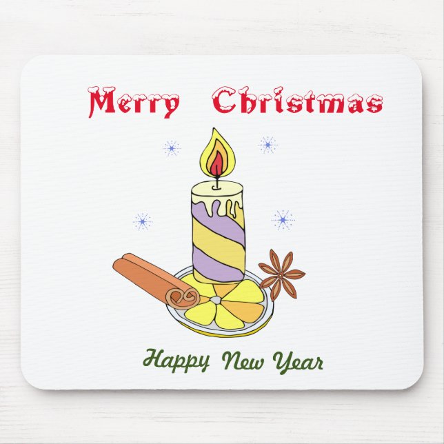 Merry christmas Happy New Year       Mouse Mat (Front)