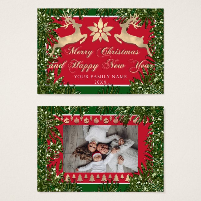 Merry Christmas Happy New Year Name Photo Custom (Front & Back)