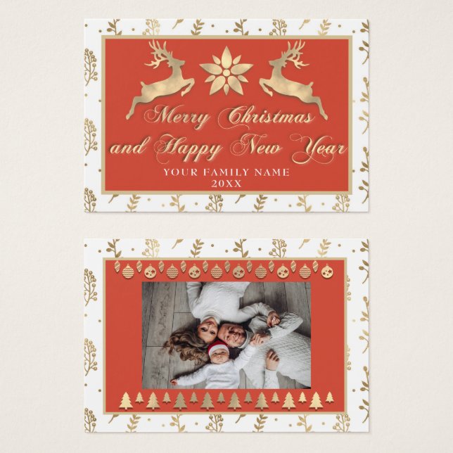 Merry Christmas Happy New Year Name Photo Framed (Front & Back)
