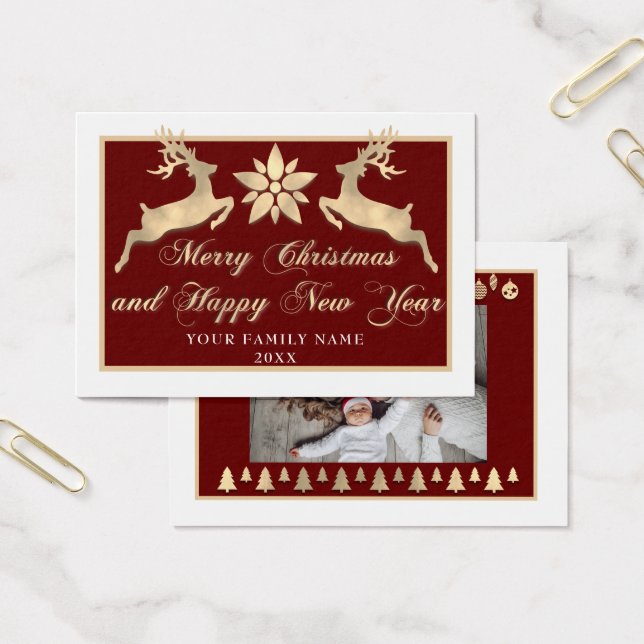Merry Christmas Happy New Year Name Photo Gold (Office)