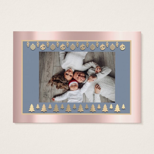 Merry Christmas Happy New Year Name Photo RoseBlue (Back)