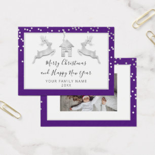 Merry Christmas Happy New Year Name Purple White