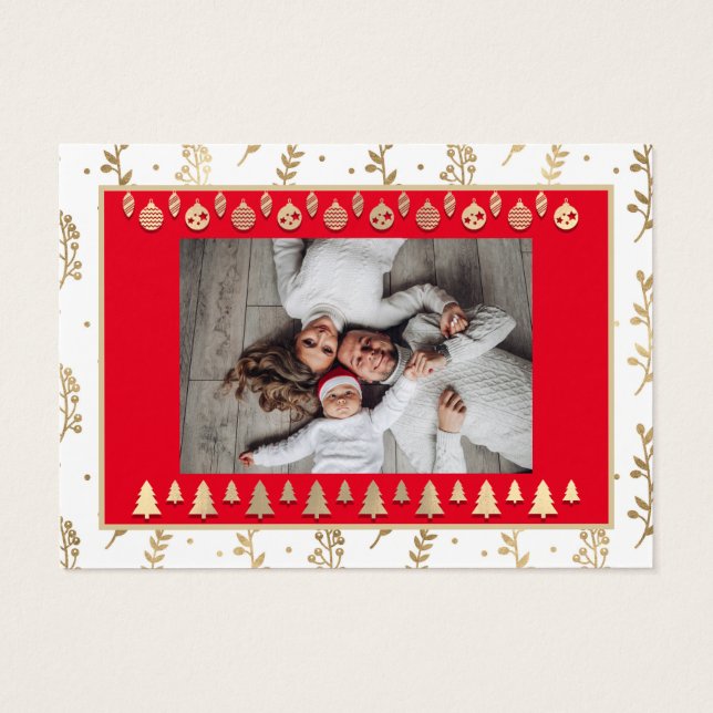 Merry Christmas Happy New Year Name Red Frame Gold (Back)