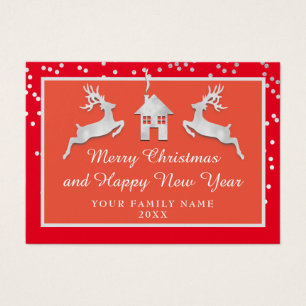 Merry Christmas Happy New Year Name Red Grey