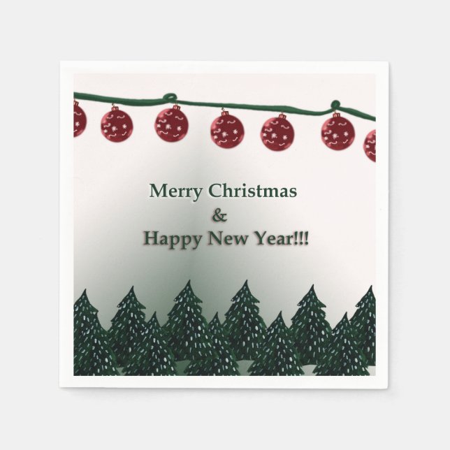 Merry Christmas, Happy New Year Napkin (Front)