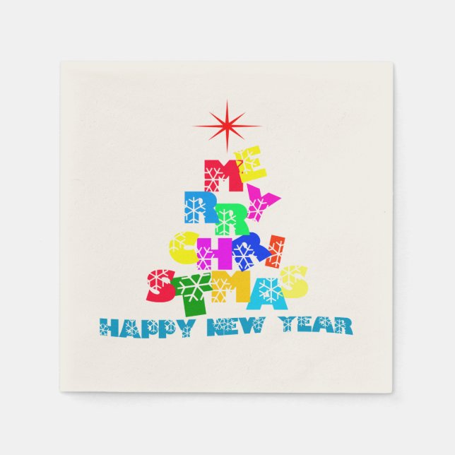 Merry Christmas Happy New Year Napkin (Front)