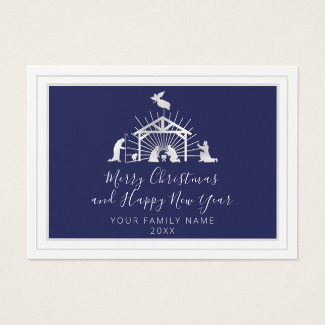 Merry Christmas Happy New Year Navy Holy Family  (Front)