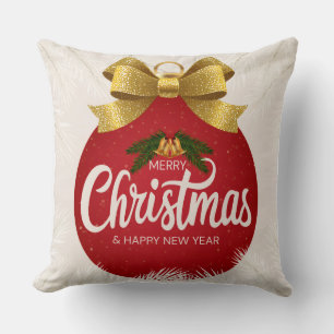 Merry Christmas & Happy New Year Ornament Design Cushion