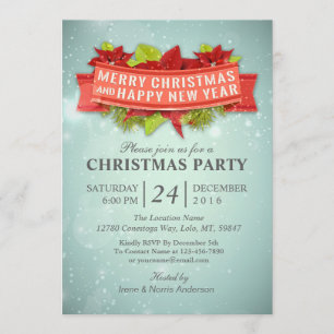 Merry Christmas & Happy New Year Party Invitation
