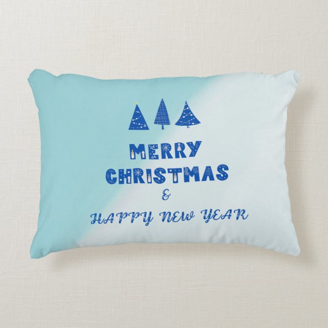 Merry Christmas & Happy New Year Pattern Pillow (Front)