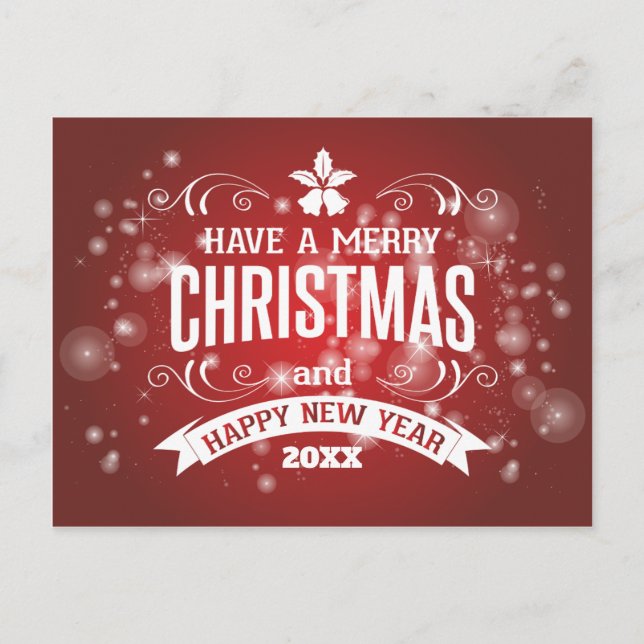 Merry Christmas & Happy New Year Personalised Wish Holiday Postcard (Front)