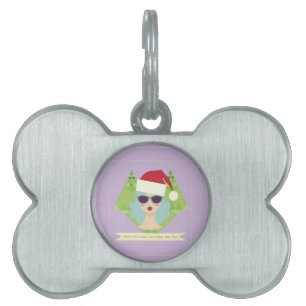 merry christmas happy new year pet name tag