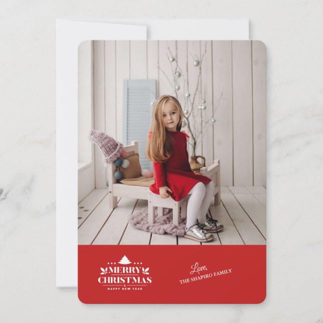 Merry Christmas Happy New Year Photo Greeting Card (Front)