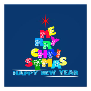Merry Christmas Happy New Year Photo Print