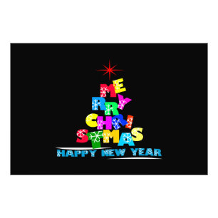 Merry Christmas Happy New Year Photo Print