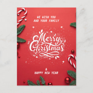 Merry christmas & happy new year postcard