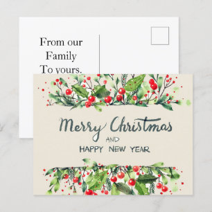 Merry Christmas happy new year postcards