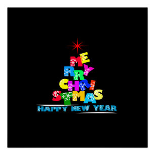Merry Christmas Happy New Year Poster