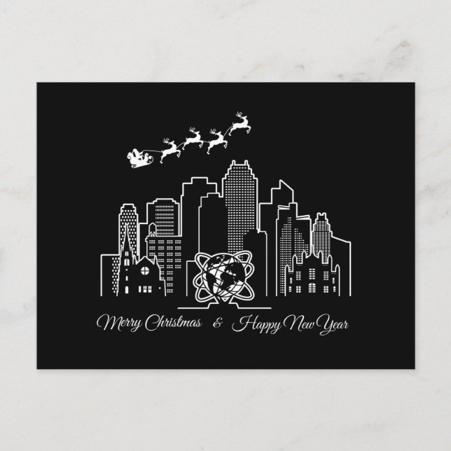 Merry Christmas Happy New Year Queens New York Postcard (Front)