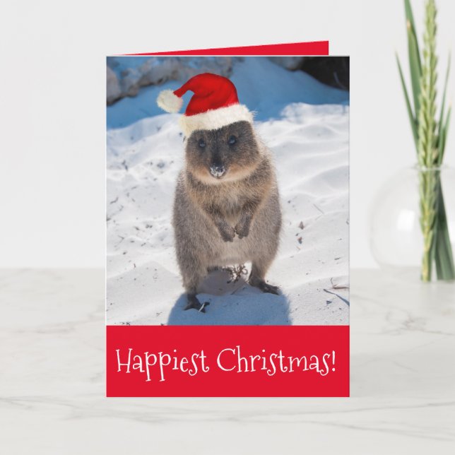Merry Christmas & Happy New Year Quokka Beach Red Card (Front)