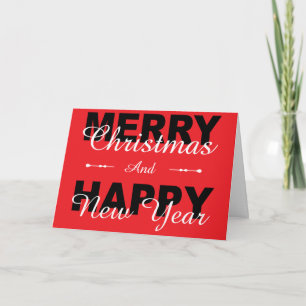 Merry Christmas & Happy New Year Red Holiday Card