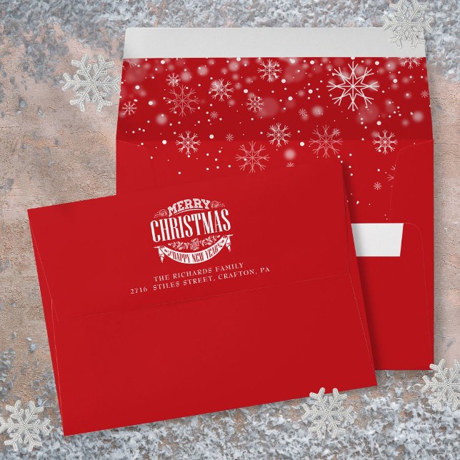 Merry Christmas Happy New Year Red Return Address Envelope (Merry Christmas Happy New Year Red Return Address Envelope)