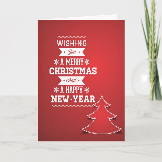 Merry Christmas Happy New Year Retro Greeting Card (Front)