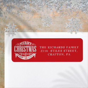 Merry Christmas Happy New Year Return Address