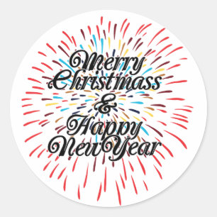 Merry Christmas Happy New Year Round Sticker