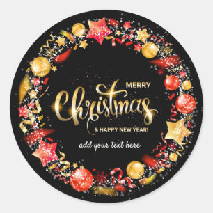 Merry Christmas & Happy New Year Round Sticker