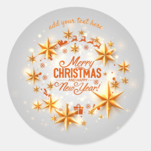 Merry Christmas & Happy New Year Round Sticker
