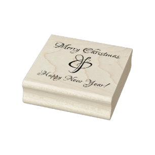 Merry Christmas & Happy New Year Rubber Stamp