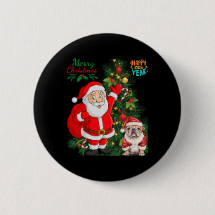 Merry Christmas Happy New Year Santa Claus English 6 Cm Round Badge