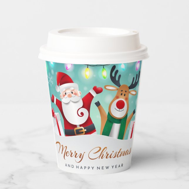 Merry Christmas Happy New Year Santa Cute Paper Cups (Front)