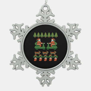 Merry Christmas happy new year,santa pixels Snowflake Pewter Christmas Ornament