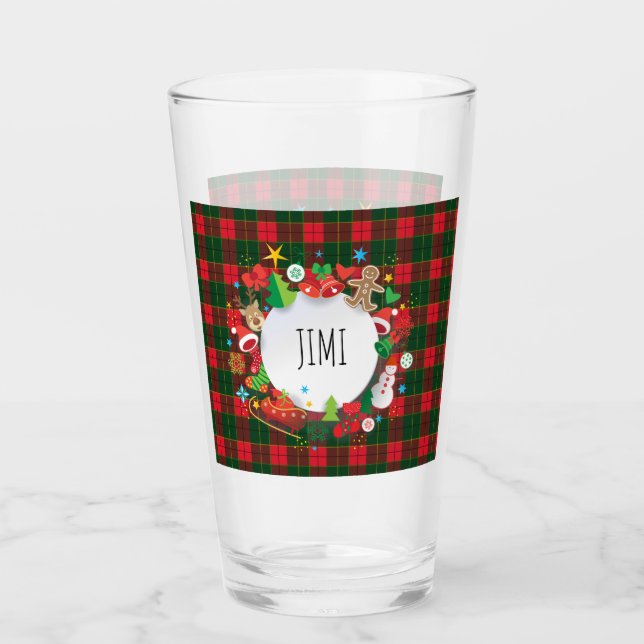 Merry Christmas & Happy New Year! Scotland Pattern Glass (Front)