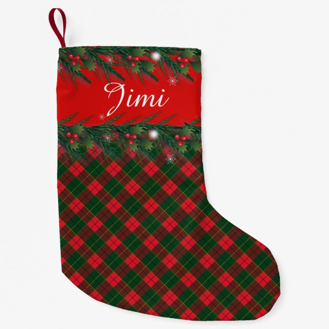 Merry Christmas & Happy New Year! Scotland Pattern Small Christmas Stocking (Front)